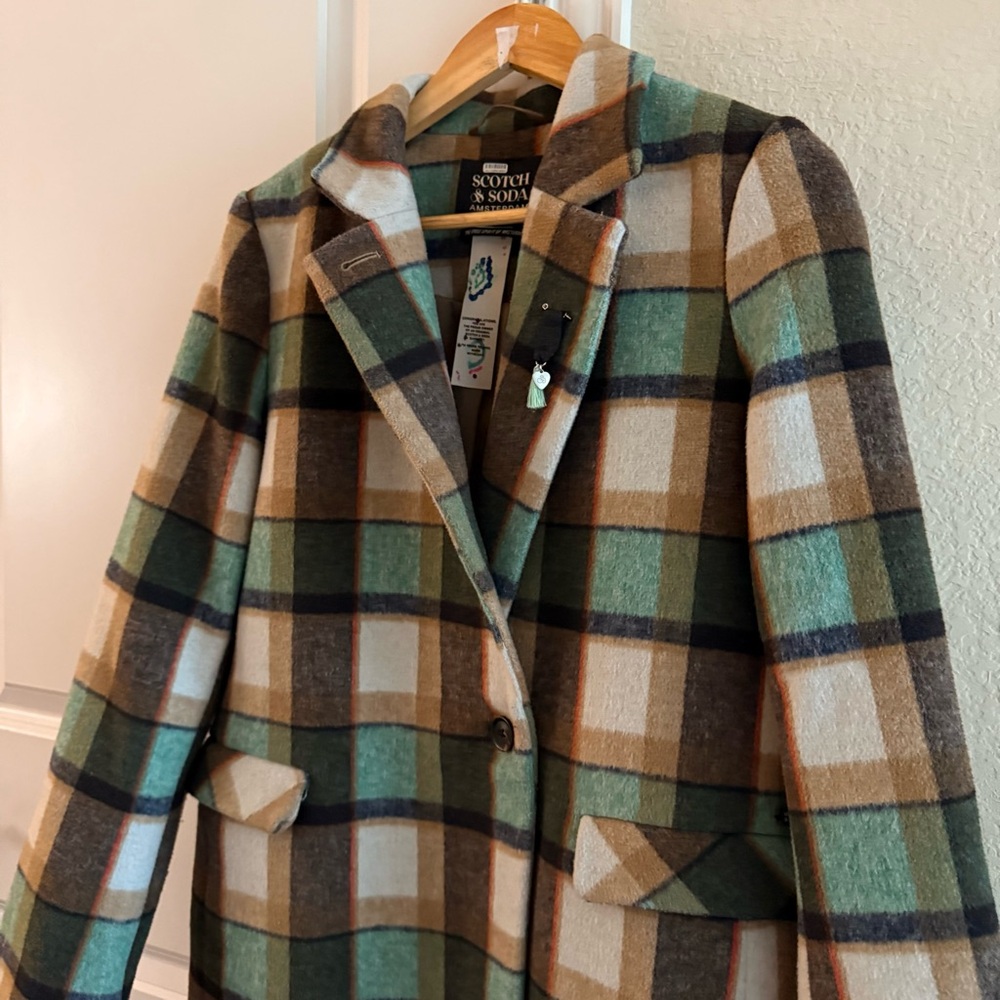 Anthropologie Scotch & Soda Plaid Single Breasted Coat - Picture 4 of 7